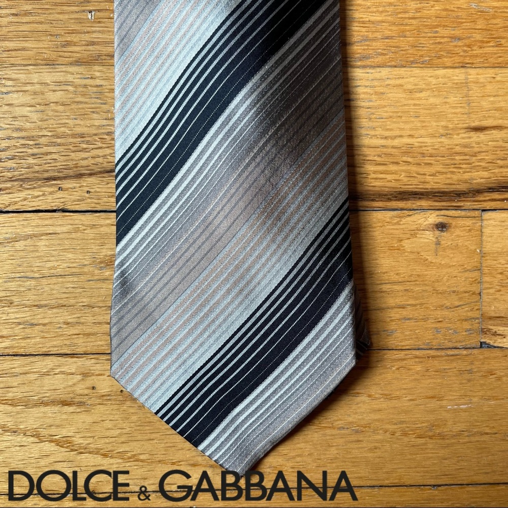 Dolce & Gabbana Mens Formal Tie business wear made in Italy silver & black